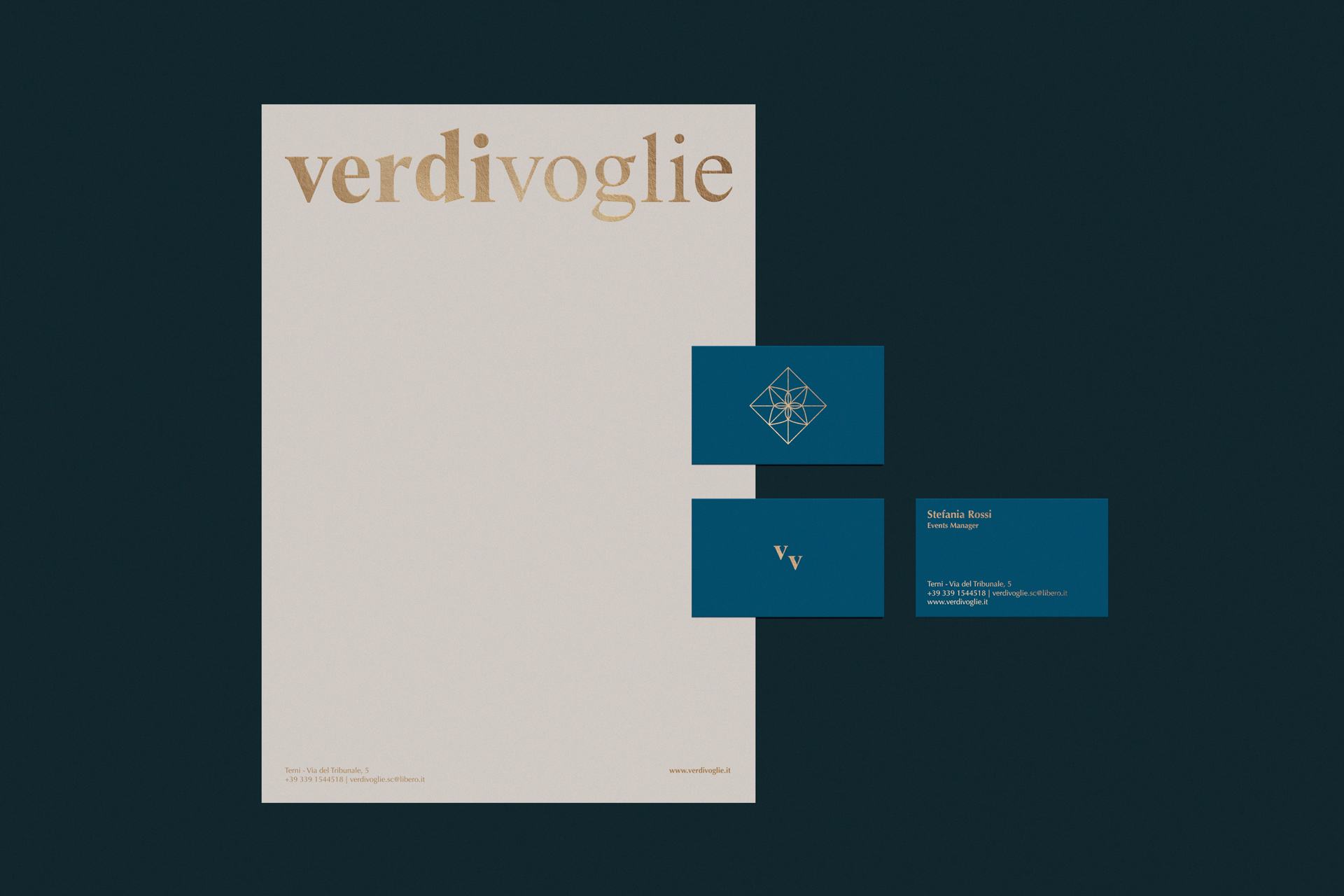VV brand identity stationery