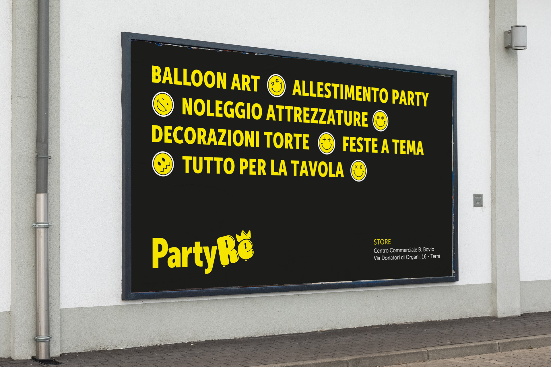 6x3 design per pubblicità negozio Party Re Terni